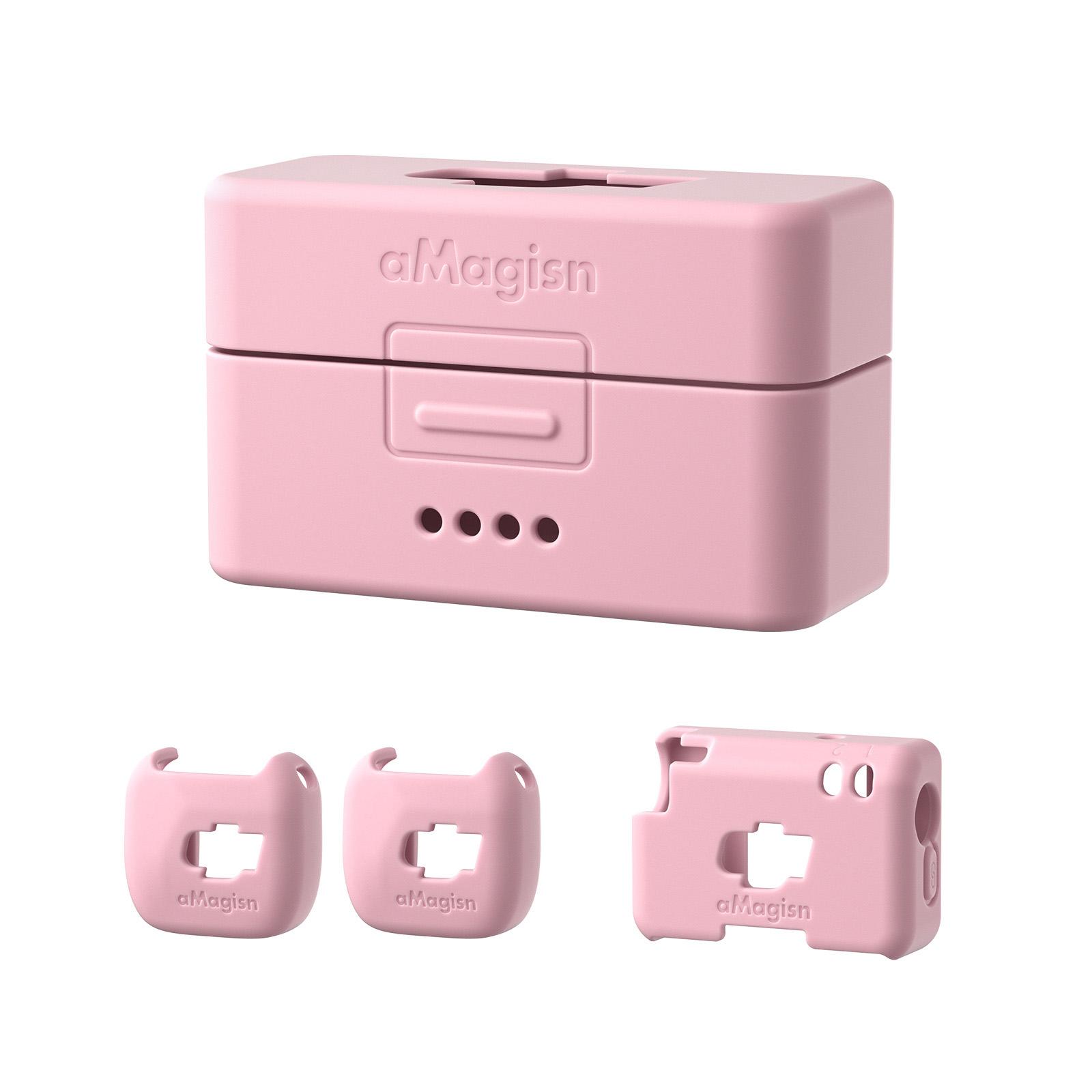 For DJI Mic Mini aMagisn MP01 Silicone Protective Case, Color: 4 In 1 Pink - Shopkiz.com