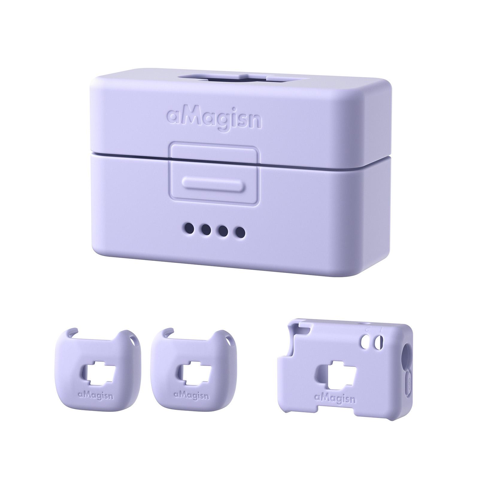 For DJI Mic Mini aMagisn MP01 Silicone Protective Case, Color: 4 In 1 Purple - Shopkiz.com