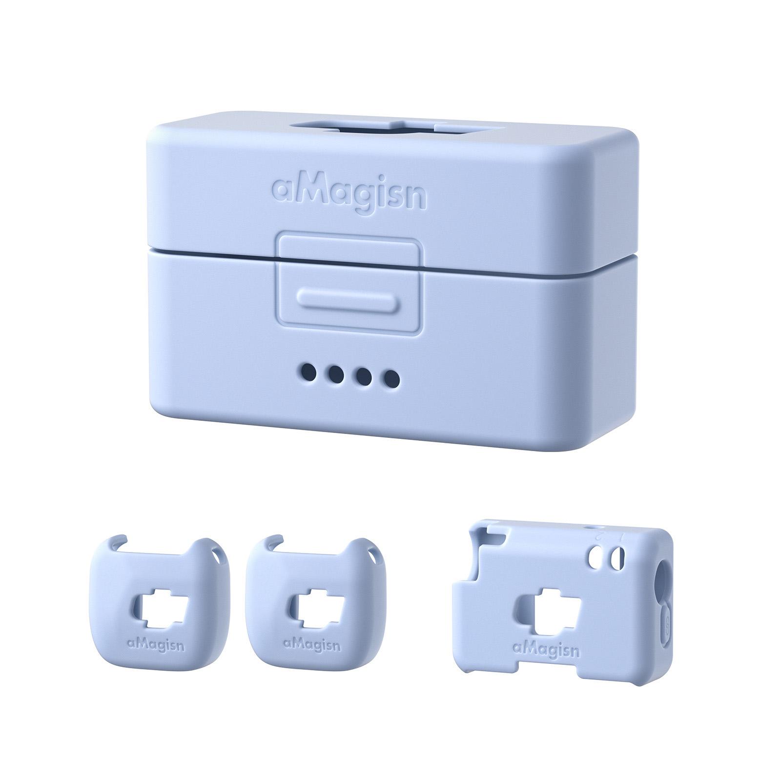 For DJI Mic Mini aMagisn MP01 Silicone Protective Case, Color: 4 In 1 Blue - Shopkiz.com