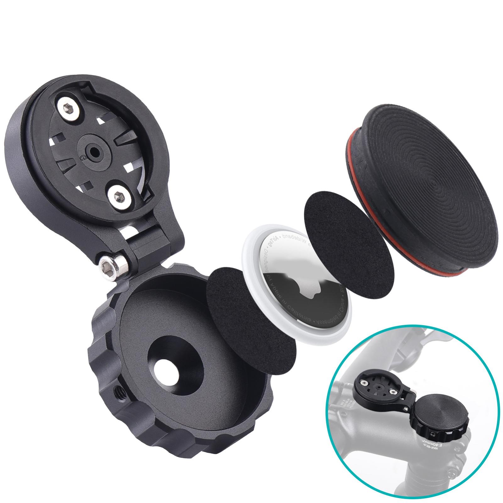 Bicycle Headset Mount For AirTag AirTag 2nd Gen / AirTag 1st Gen, Garmin, Wahoo, Bryton, iGPSPORT, Magene, XOSS & More Bike Computer Holder(Black) -