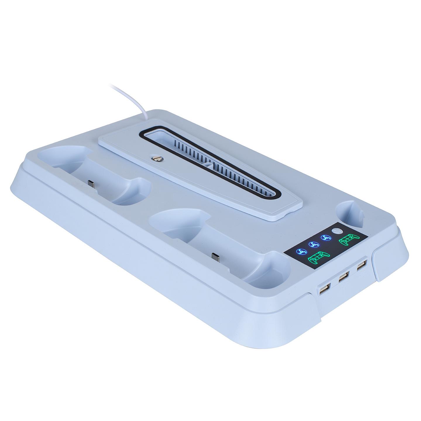For PS5 Pro / PS5 Slim / PS5 Multifunctional Cooling Base With Dual Handle Charging Dock, Style: YH66 White