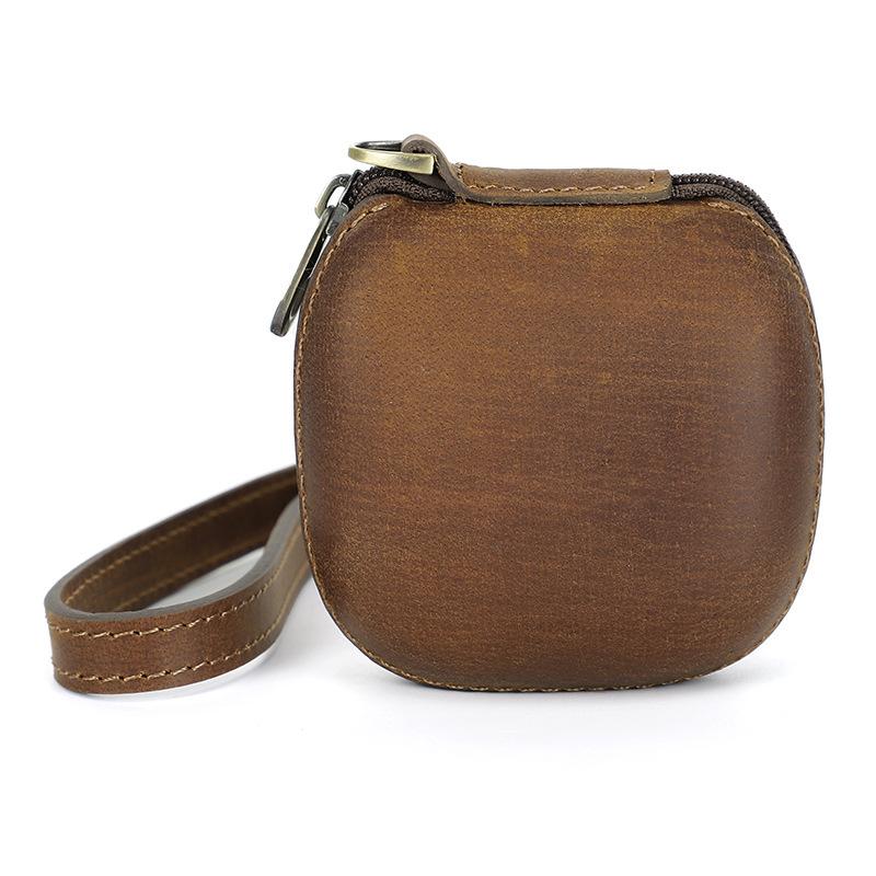 For Beats Fit Pro CONTACTS FAMILY CF1160 Leather With Zipper Wrist Portable Earphone Protective Case(Brown) - Shopkiz.com