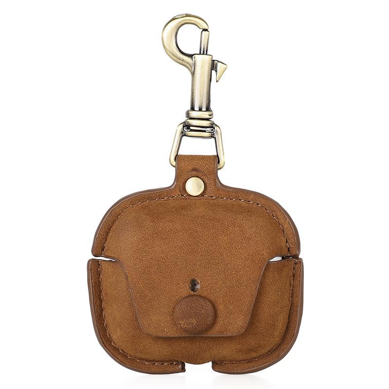 For Airpods 3 CONTACTS FAMILY CF1142 Hook Portable Anti Drop Bluetooth Earphone Leather Case(Brown) - Shopkiz.com