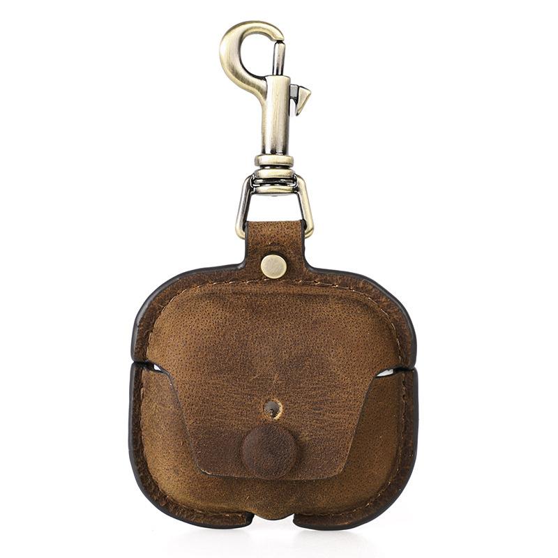 For Airpods 3 CONTACTS FAMILY CF1142 Hook Portable Anti Drop Bluetooth Earphone Leather Case(Coffee) - Shopkiz.com