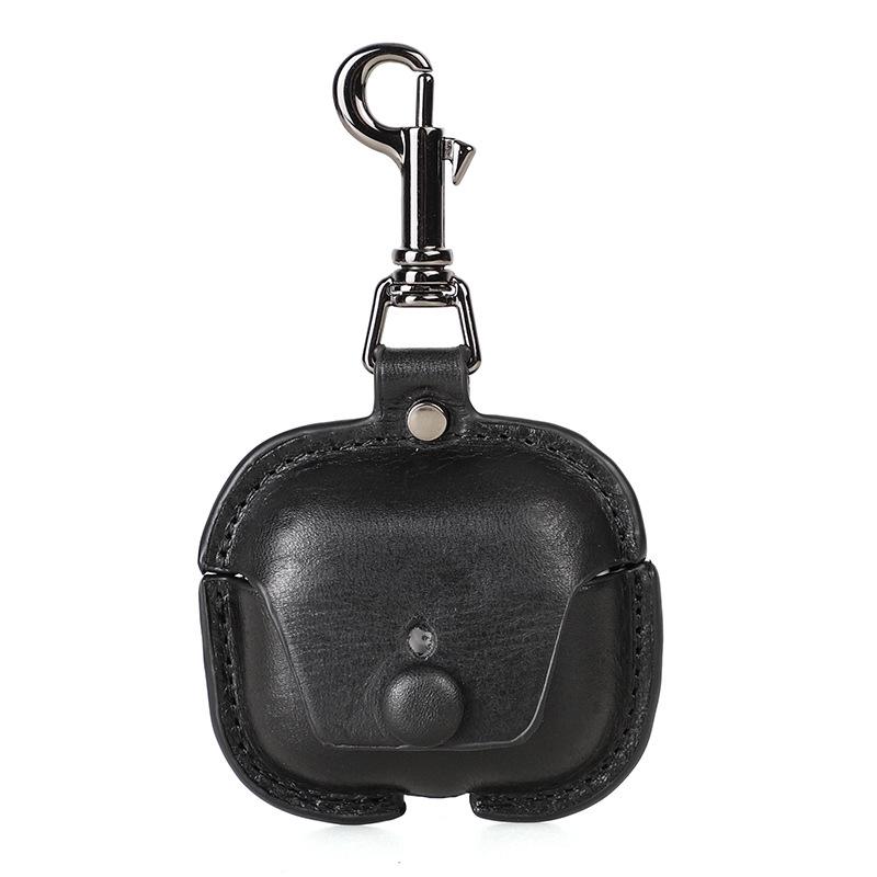 For Airpods 3 CONTACTS FAMILY CF1142 Hook Portable Anti Drop Bluetooth Earphone Leather Case(Black) - Shopkiz.com