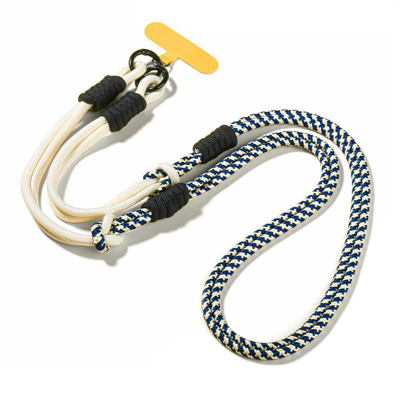 Multi-functional Adjustable Polyester Braided Phone Strap(Apricot Blue + Yellow Clips) - Shopkiz.com