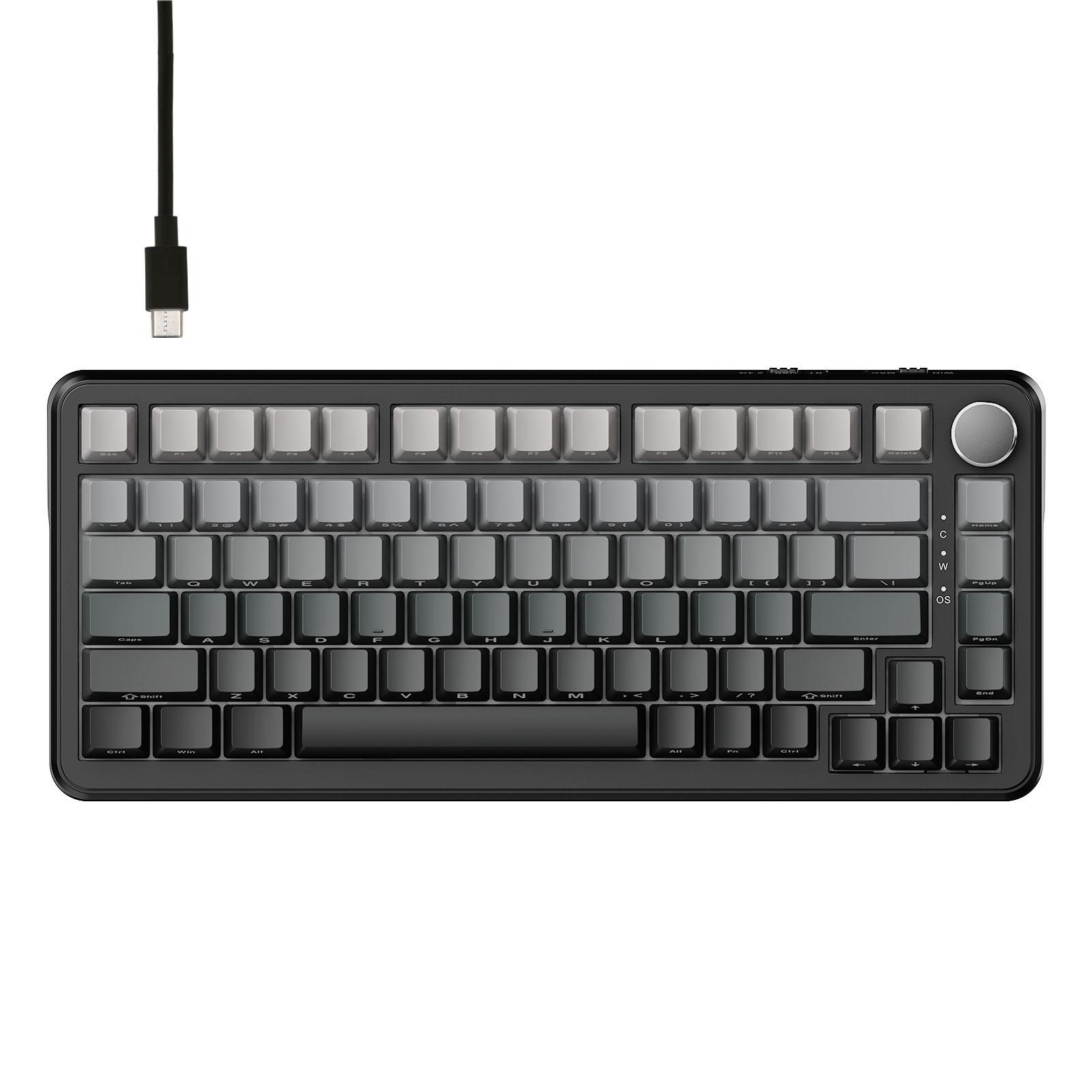 Ajazz AK820 MAX Hot-swappable Gasket 75 Mechanical Keyboard With RGB Light, Spec: Wired Magnetic Shaft Side Carved Gradient Gray - Shopkiz.com