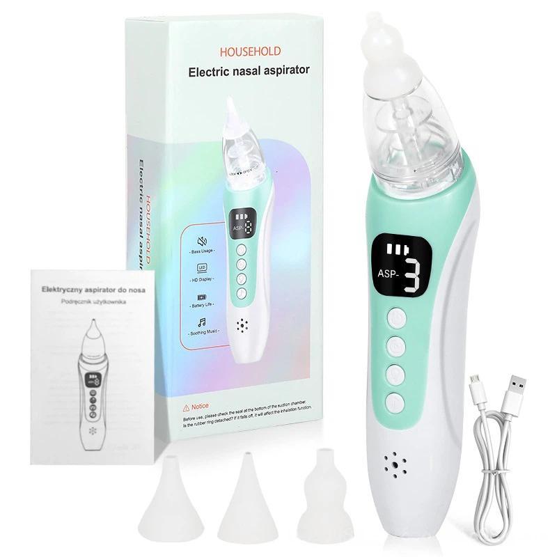 Electric Baby Nasal Aspirator with 3 Food-Grade Silicone Tips, Soothing Piano Music & Soft LED Lights(White) - Shopkiz.com