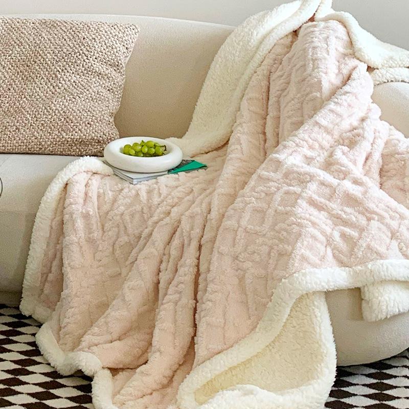 Thick Winter Taffeta Fleece Blanket Coral Fleece Sofa Blanket, Size: 150x200cm(Beige) - Shopkiz.com