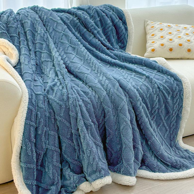 Thick Winter Taffeta Fleece Blanket Coral Fleece Sofa Blanket, Size: 150x200cm(Sapphire Blue) - Shopkiz.com