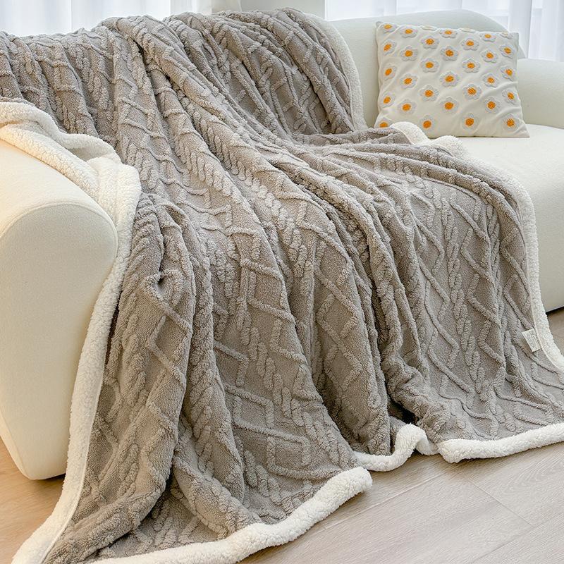 Thick Winter Taffeta Fleece Blanket Coral Fleece Sofa Blanket, Size: 150x200cm(Elegant Gray) - Shopkiz.com