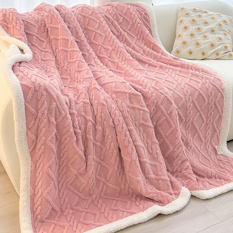 Thick Winter Taffeta Fleece Blanket Coral Fleece Sofa Blanket, Size: 150x200cm(Pink) - Shopkiz.com