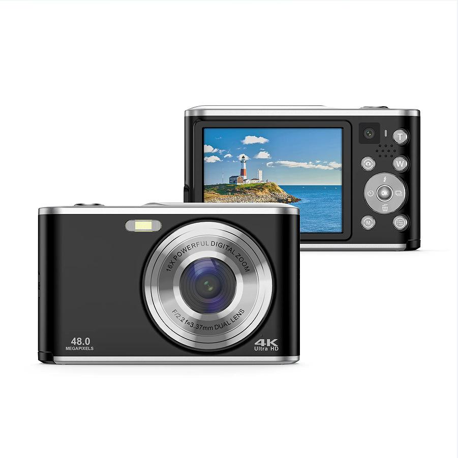 HD 4K Dual Lens Selfie Digital Camera Portable Card-Style CCD Student Camera, Color: Black+32G Memory Card - Shopkiz.com