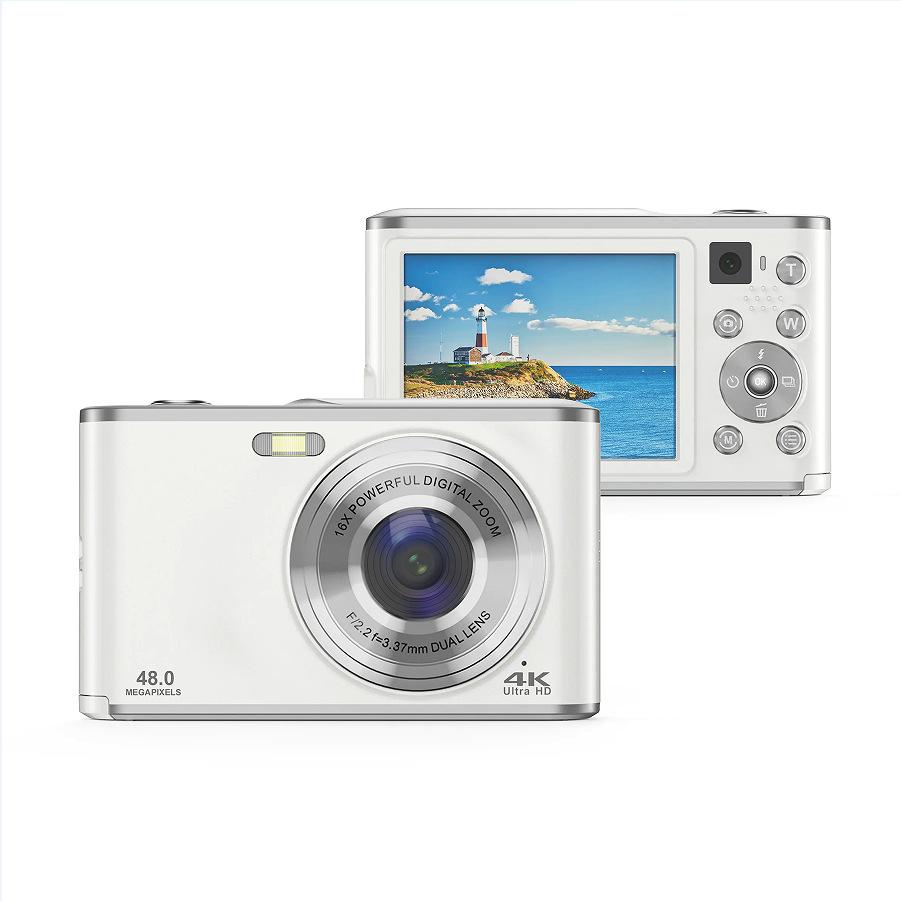 HD 4K Dual Lens Selfie Digital Camera Portable Card-Style CCD Student Camera, Color: White+32G Memory Card - Shopkiz.com