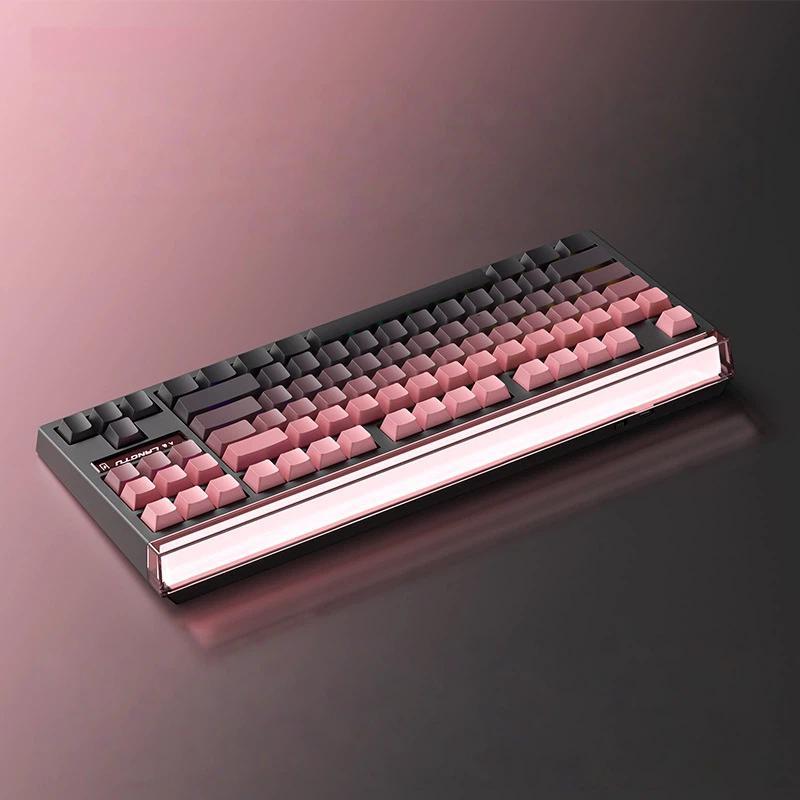 LANGTU T87 Hot-Pluggable Wireless Bluetooth Triple-Mode Mechanical Keyboard Office & Gaming Keyboard, Style: BlackBerry Side-Etched Matcha Iced Axis