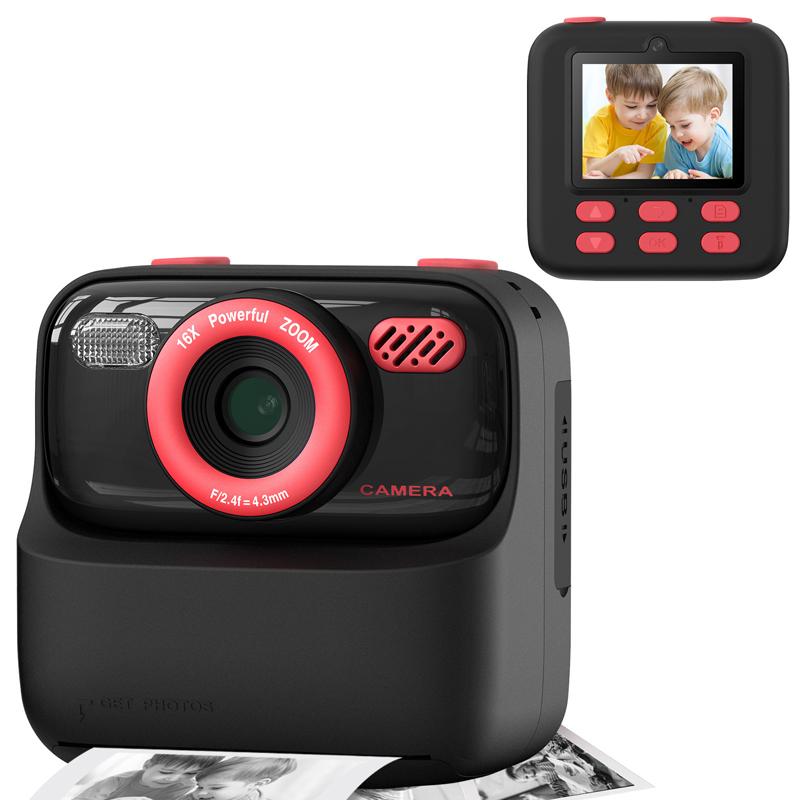 P79 Kids Instant Print Digital Camera Video Recorder Thermal Printing Digital Camera(Black Red) - Shopkiz.com