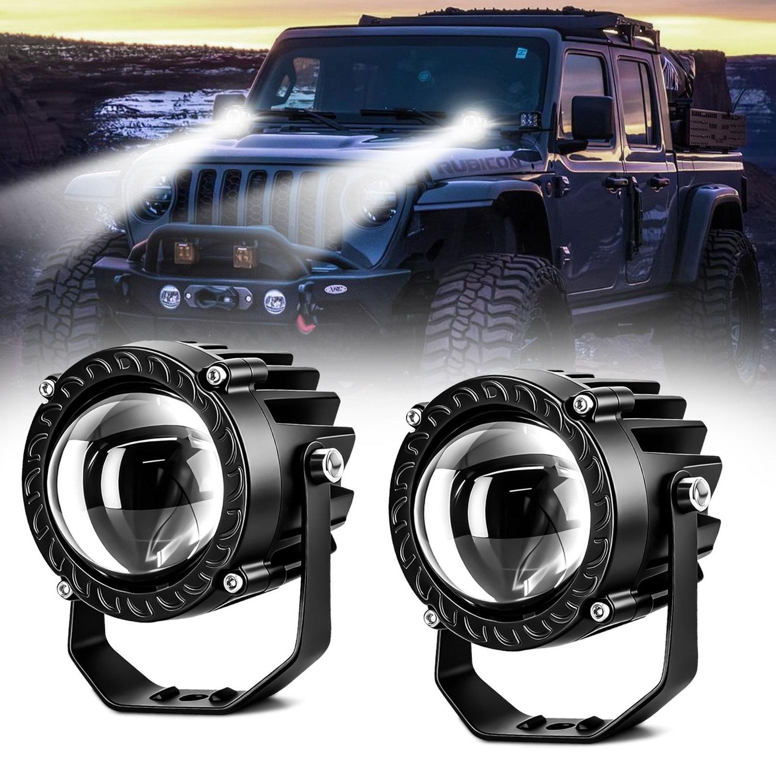 32W High-Power Round Car Truck Yellow-White Spotlight, Specification: E15+1 to 2 Three-prong Wire Harness - Shopkiz.com