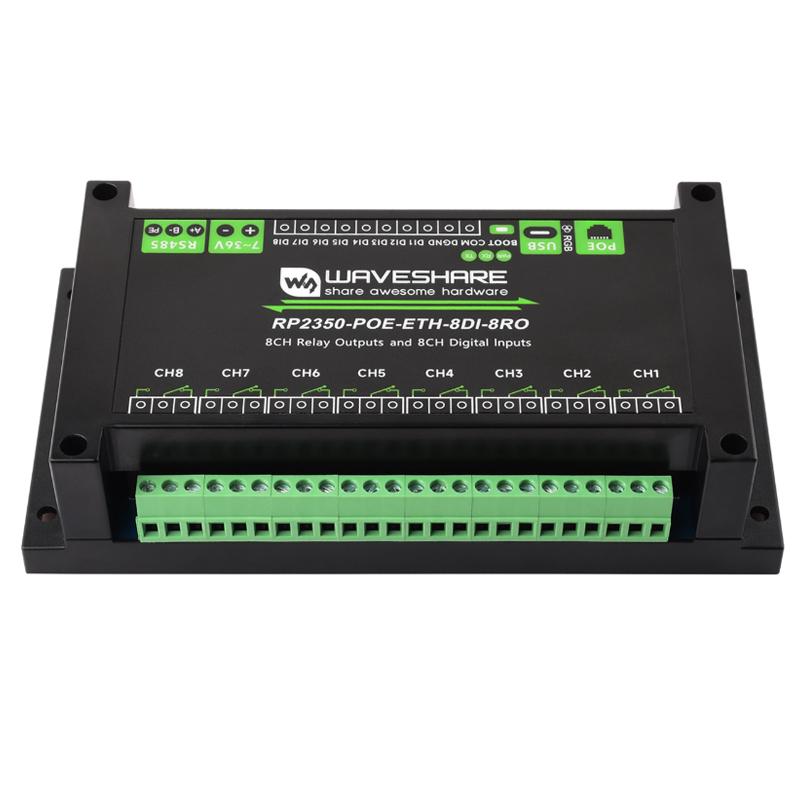 WAVESHARE RP2350 Industrial Control Board 8-Channel Network Relays Based On RP2350 Main Controller, Specification: PoE Network Port - Shopkiz.com