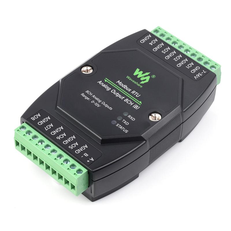Waveshare Industrial 8-Ch Analog Output Module 12-Bit DA Conversion Voltage - Shopkiz.com