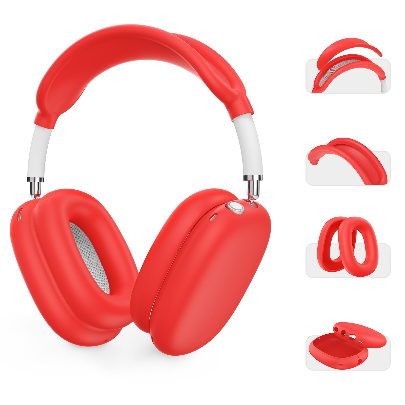 For AirPods Max 2 / Max AhaStyle WG135 4-Piece Set Head-Mounted Silicone Protective Cover(Red) - Shopkiz.com