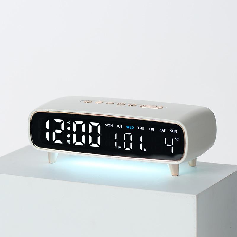 LED Digital Alarm Clock With Night Light, Date/Weekday/Temperature, 2 Alarms, Countdown Timer, 3 Brightness Levels, USB Output Port(2819 White) -