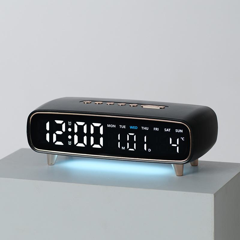 LED Digital Alarm Clock With Night Light, Date/Weekday/Temperature, 2 Alarms, Countdown Timer, 3 Brightness Levels, USB Output Port(2819 Black) -
