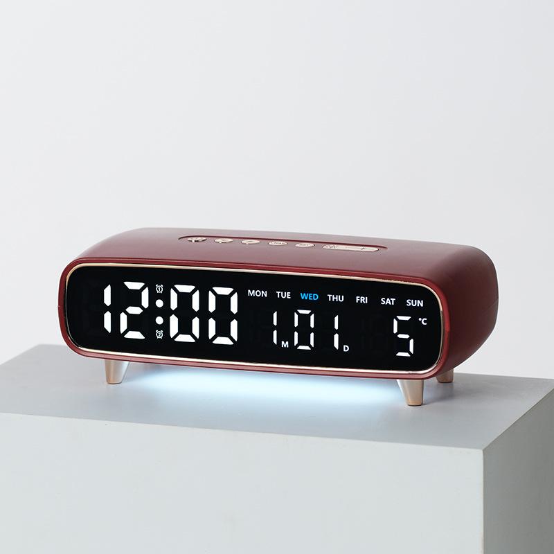 LED Digital Alarm Clock With Night Light, Date/Weekday/Temperature, 2 Alarms, Countdown Timer, 3 Brightness Levels, USB Output Port(2819 Red) -