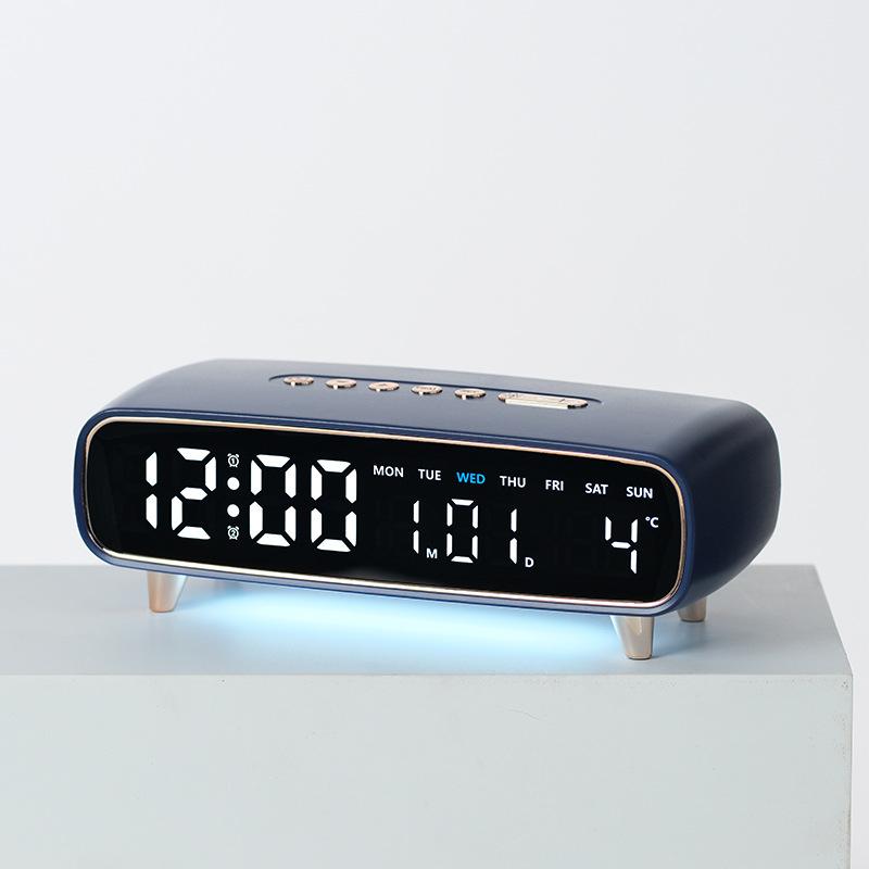 LED Digital Alarm Clock With Night Light, Date/Weekday/Temperature, 2 Alarms, Countdown Timer, 3 Brightness Levels, USB Output Port(2819 Deep Blue) -