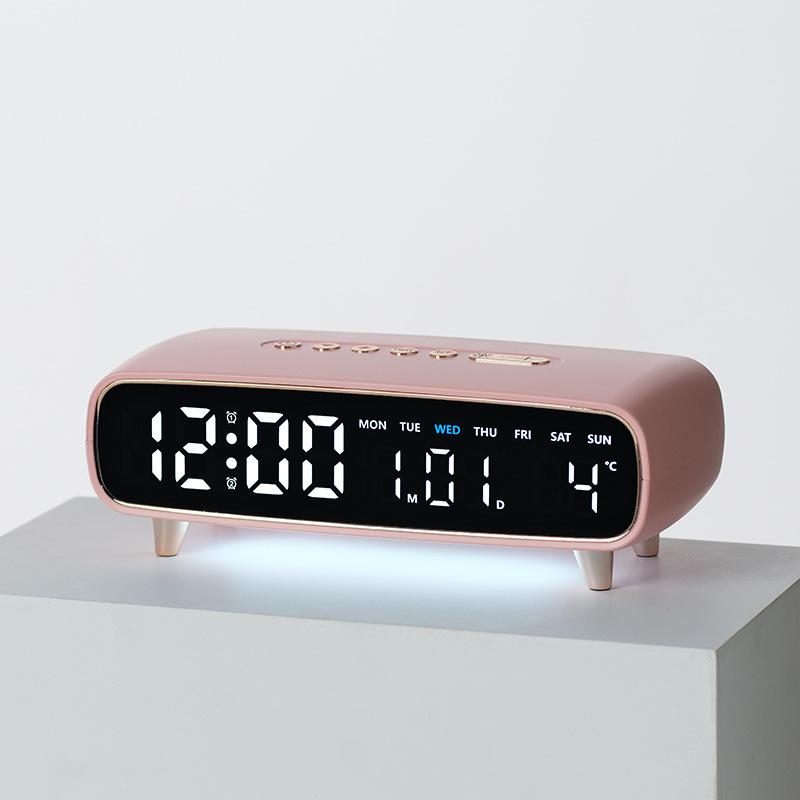 LED Digital Alarm Clock With Night Light, Date/Weekday/Temperature, 2 Alarms, Countdown Timer, 3 Brightness Levels, USB Output Port(2819 Pink) -