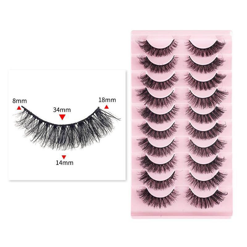 10 Pairs 8D Faux Mink Lashes Pack Fluffy Volume Dramatic False Eyelashes Natural Long Wispy Messy Curls(203) - Shopkiz.com