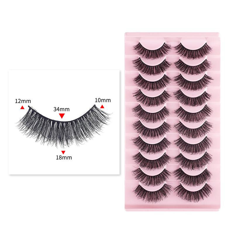 10 Pairs 8D Faux Mink Lashes Pack Fluffy Volume Dramatic False Eyelashes Natural Long Wispy Messy Curls(17X) - Shopkiz.com
