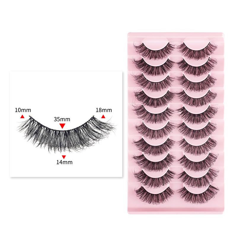 10 Pairs 8D Faux Mink Lashes Pack Fluffy Volume Dramatic False Eyelashes Natural Long Wispy Messy Curls(2718) - Shopkiz.com