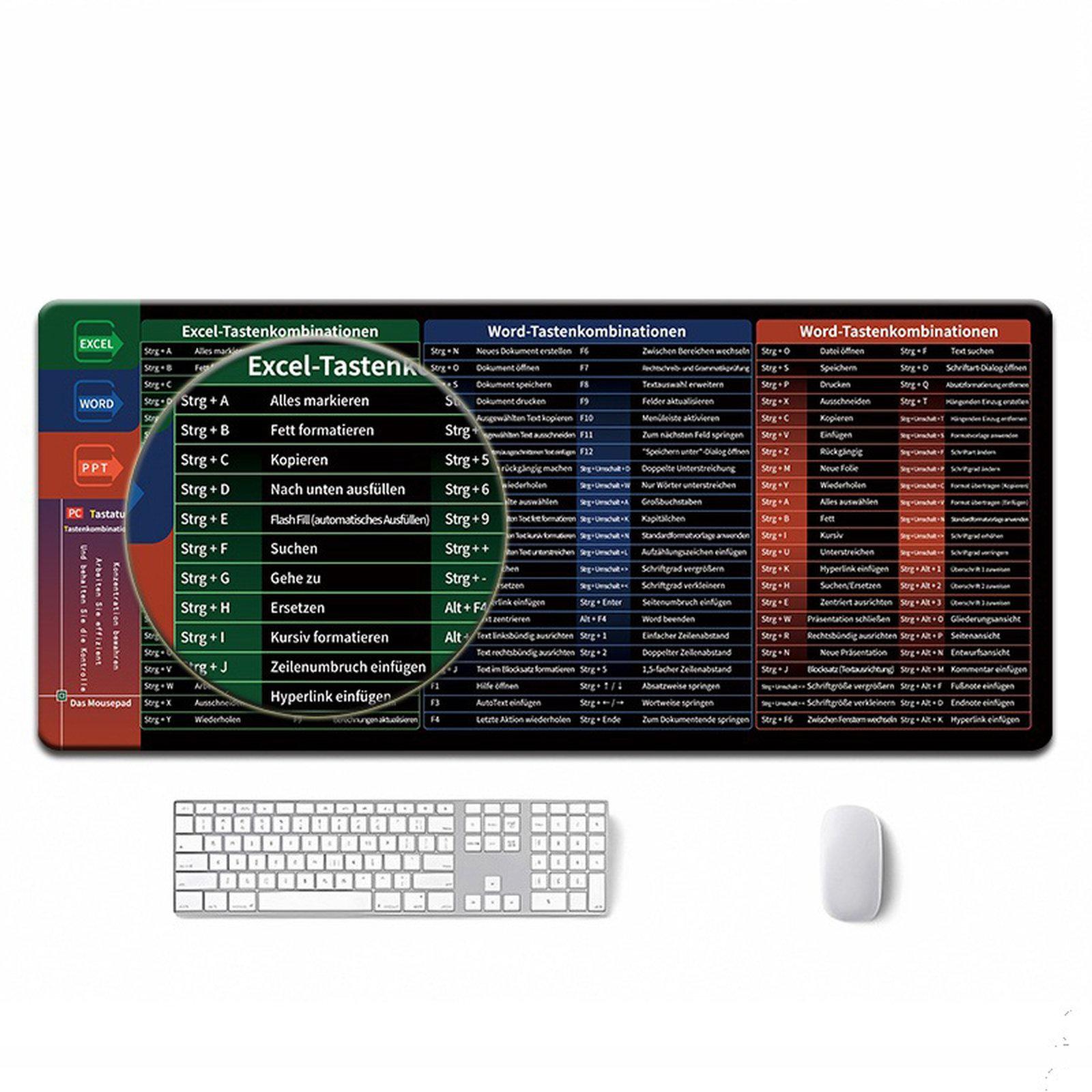 Large Shortcut Keys Mouse Pad Multi-Language Options Available Fray-Free Stitched Edges Keyboard Pad 300x600x3mm(DE  Office 1) - Shopkiz.com