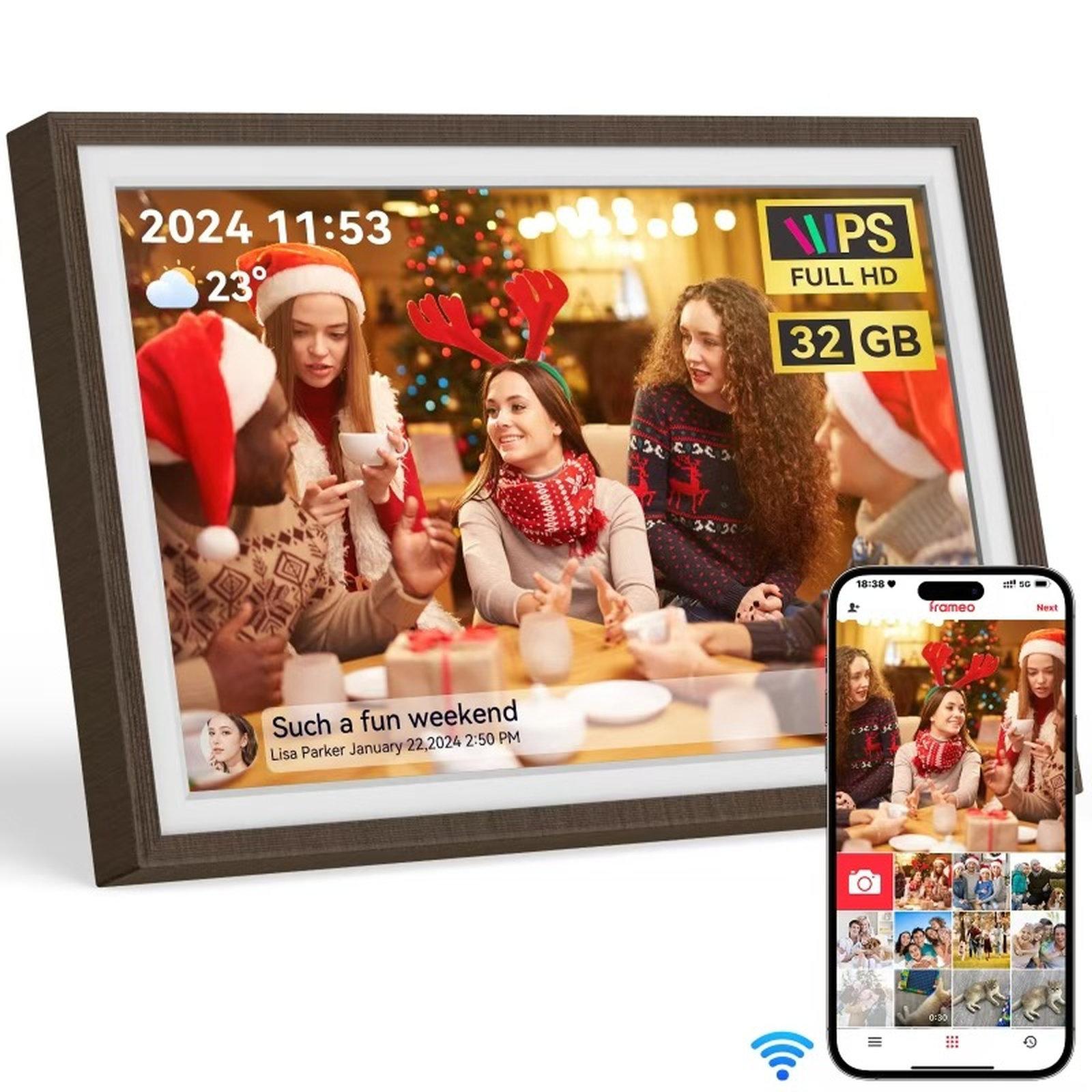 10.1 Inch Uhale Smart Cloud Photo Frame WiFi Mobile Photo Transfer Touchscreen Digital Signage EU Plug(Walnut Brown 32GB) - Shopkiz.com