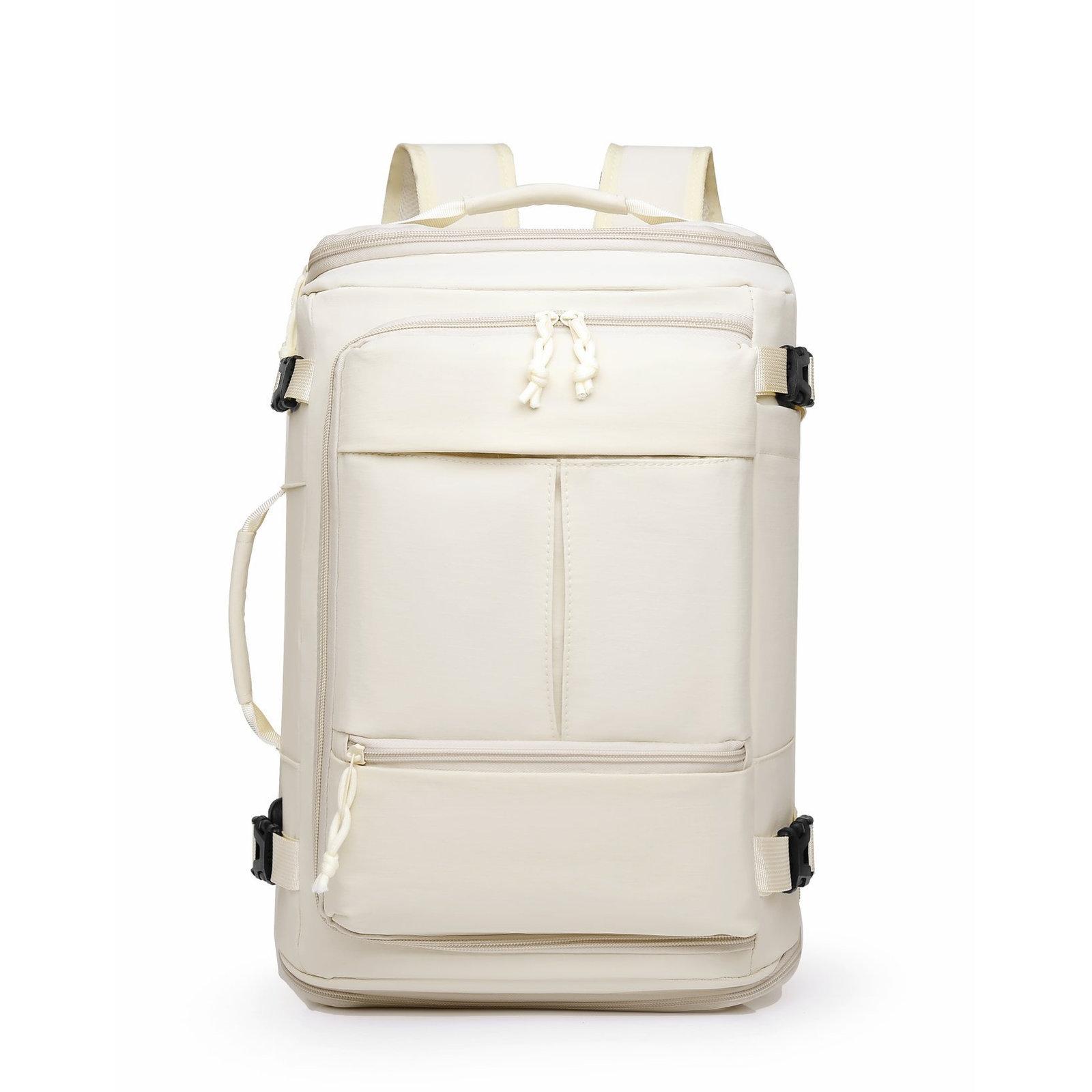Expandable Travel Backpack Flight Approved Carry On Gym Backpack with Shoe Compartment USB Port(White) - Shopkiz.com