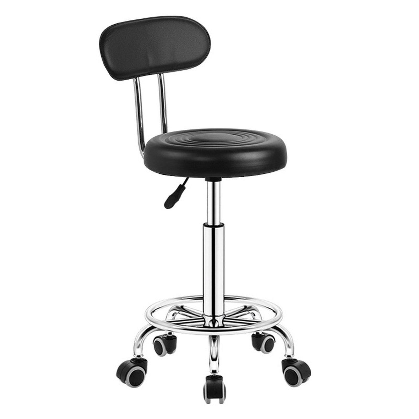 Adjustable Swivel Salon Stool Hydraulic Bar Stool With Footrest 45-57cm Swivel Casters Black - Shopkiz.com