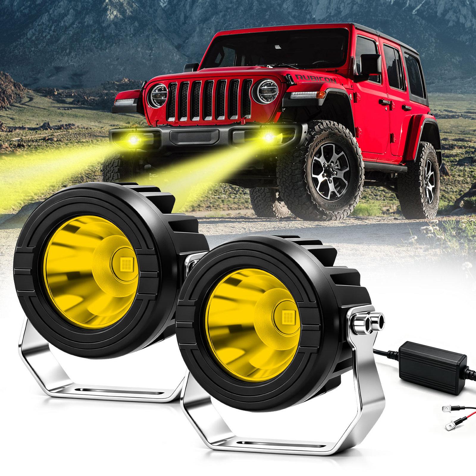 36W 3-Inch Round High-Power Car Truck Spotlight, Specification: E10(Yellow) - Shopkiz.com