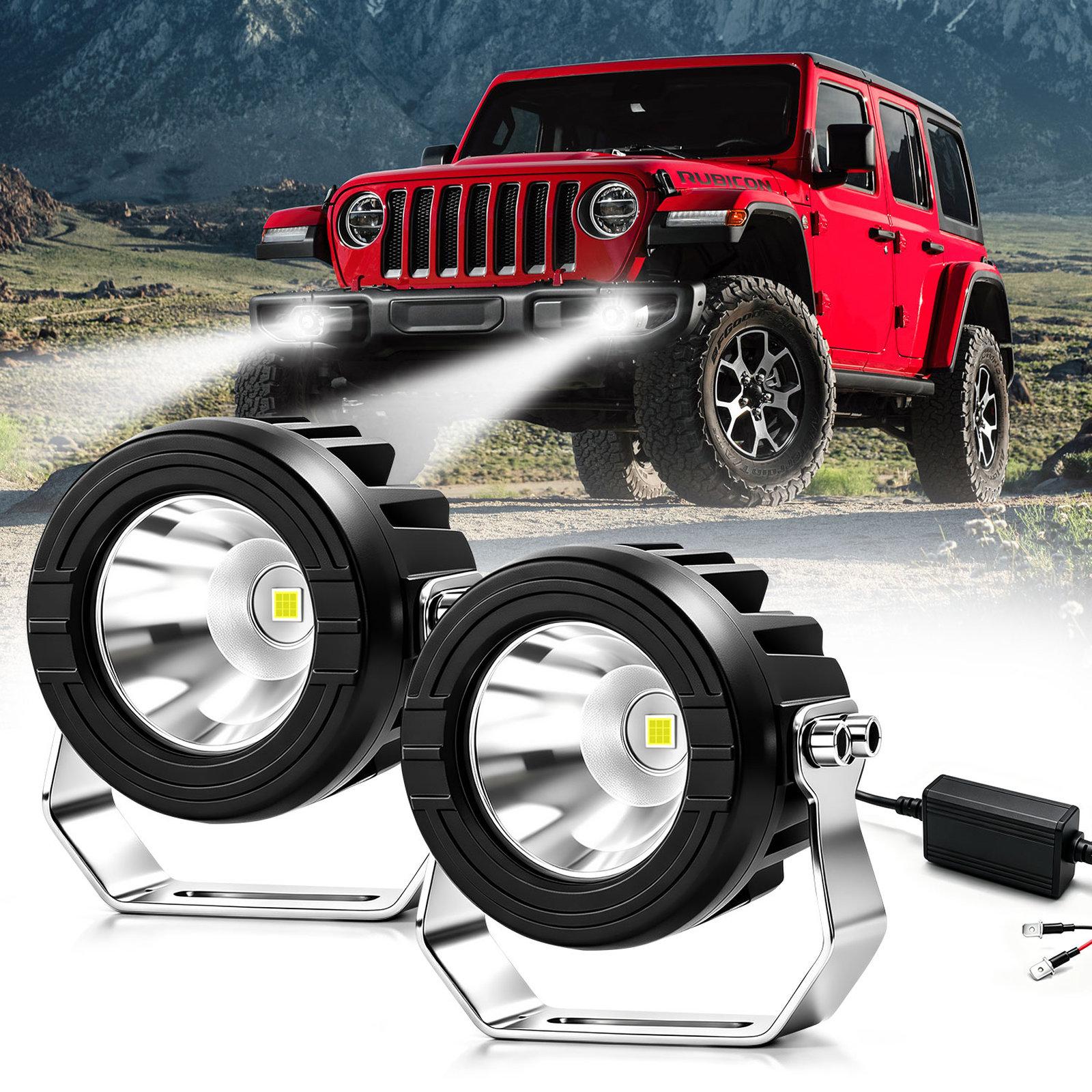 36W 3-Inch Round High-Power Car Truck Spotlight, Specification: E10+1-to-2 Wiring Harness(White) - Shopkiz.com