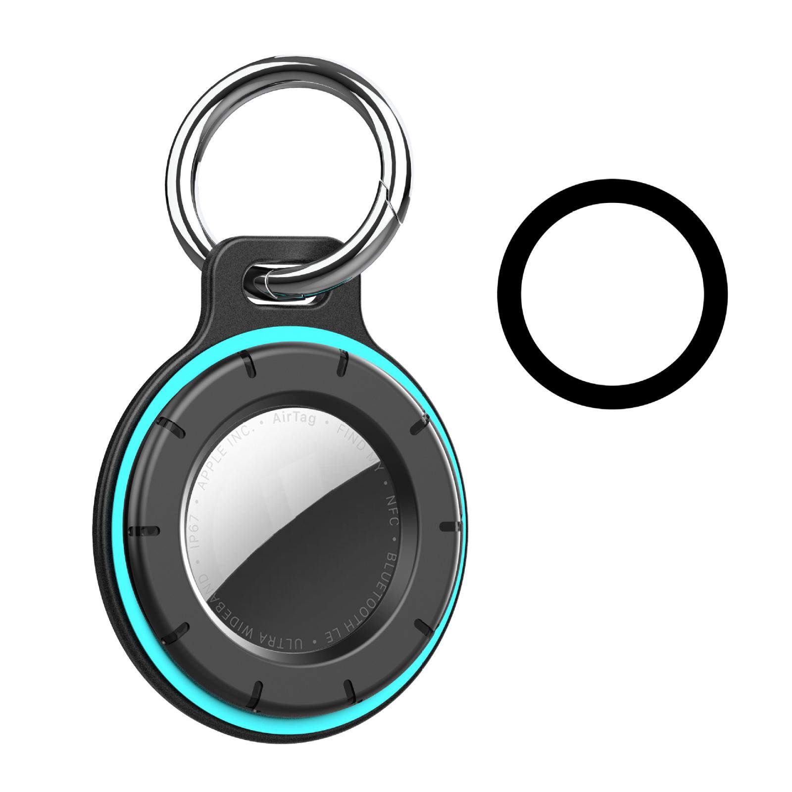 For AirTag 2nd Gen / AirTag 1st Gen Secure Twist Lock Protective Cover With Spring O-Ring(Black+Green) - Shopkiz.com