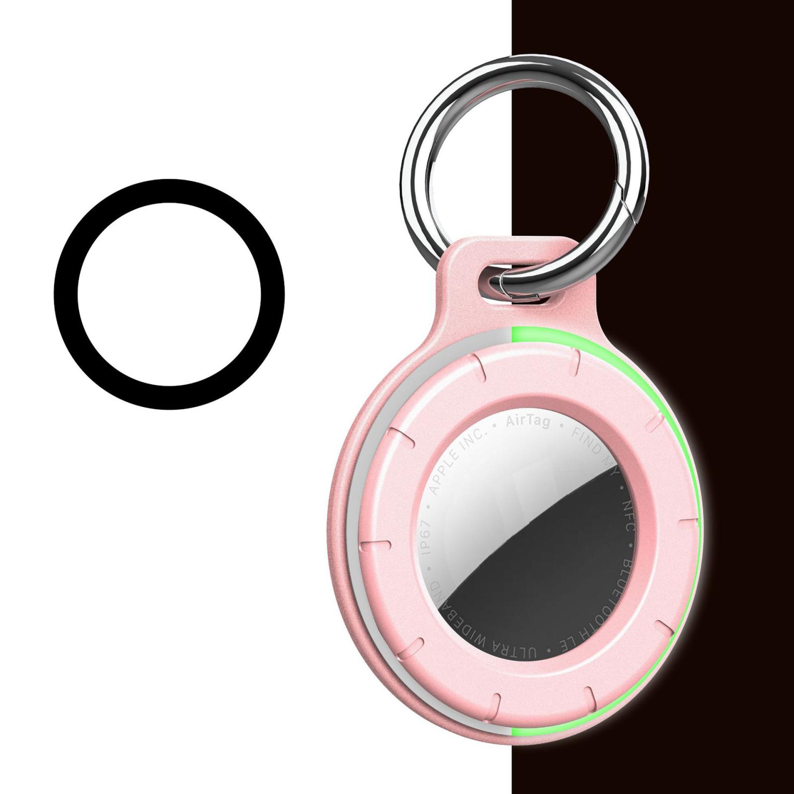 For AirTag 2nd Gen / AirTag 1st Gen Secure Twist Lock Protective Cover With Spring O-Ring(Pink+Luminous) - Shopkiz.com