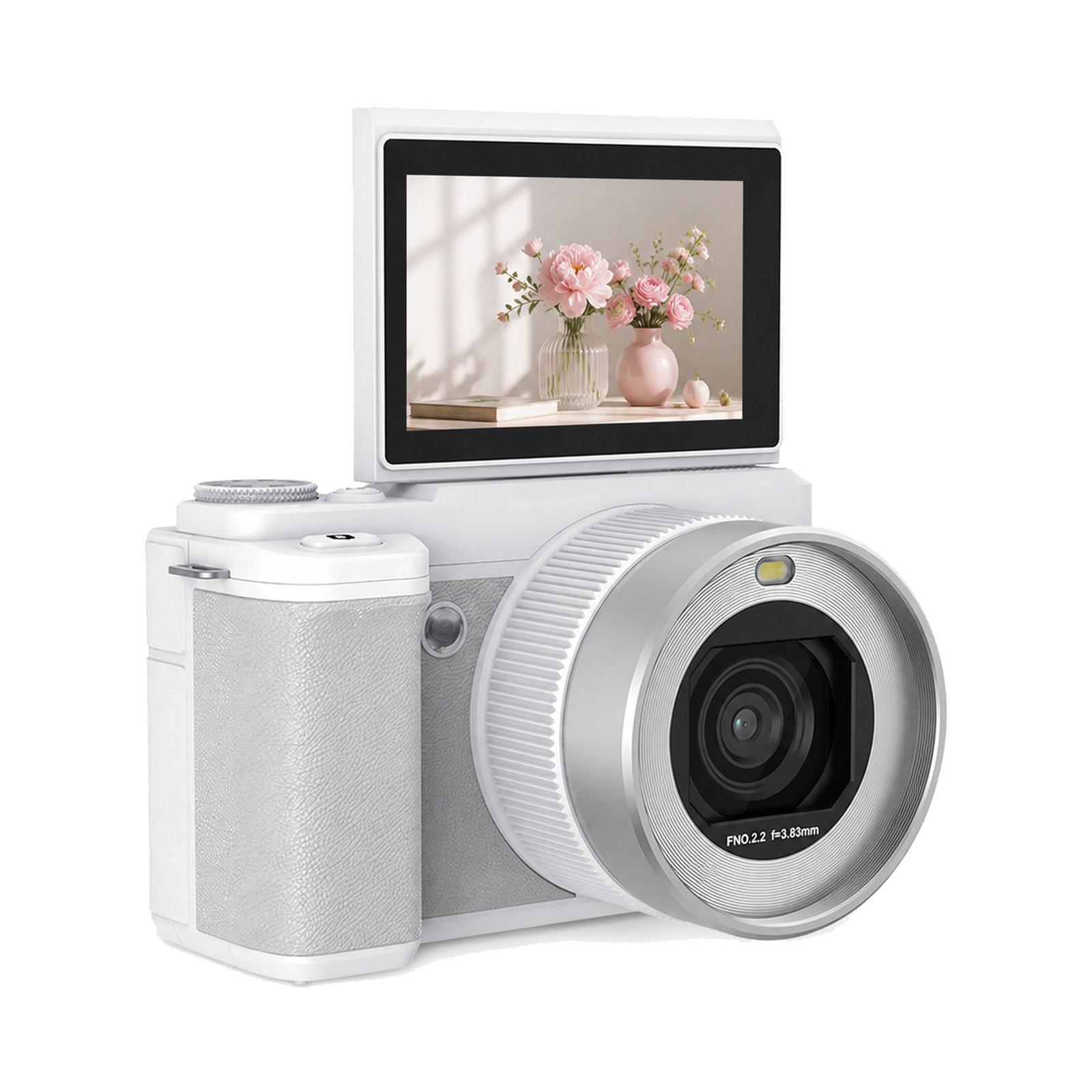 5K 18X Zoom Vlogging Camera With 180-Degree Flip Screen Dual Lens 80MP Digital Camera 32GB Card(White) - Shopkiz.com