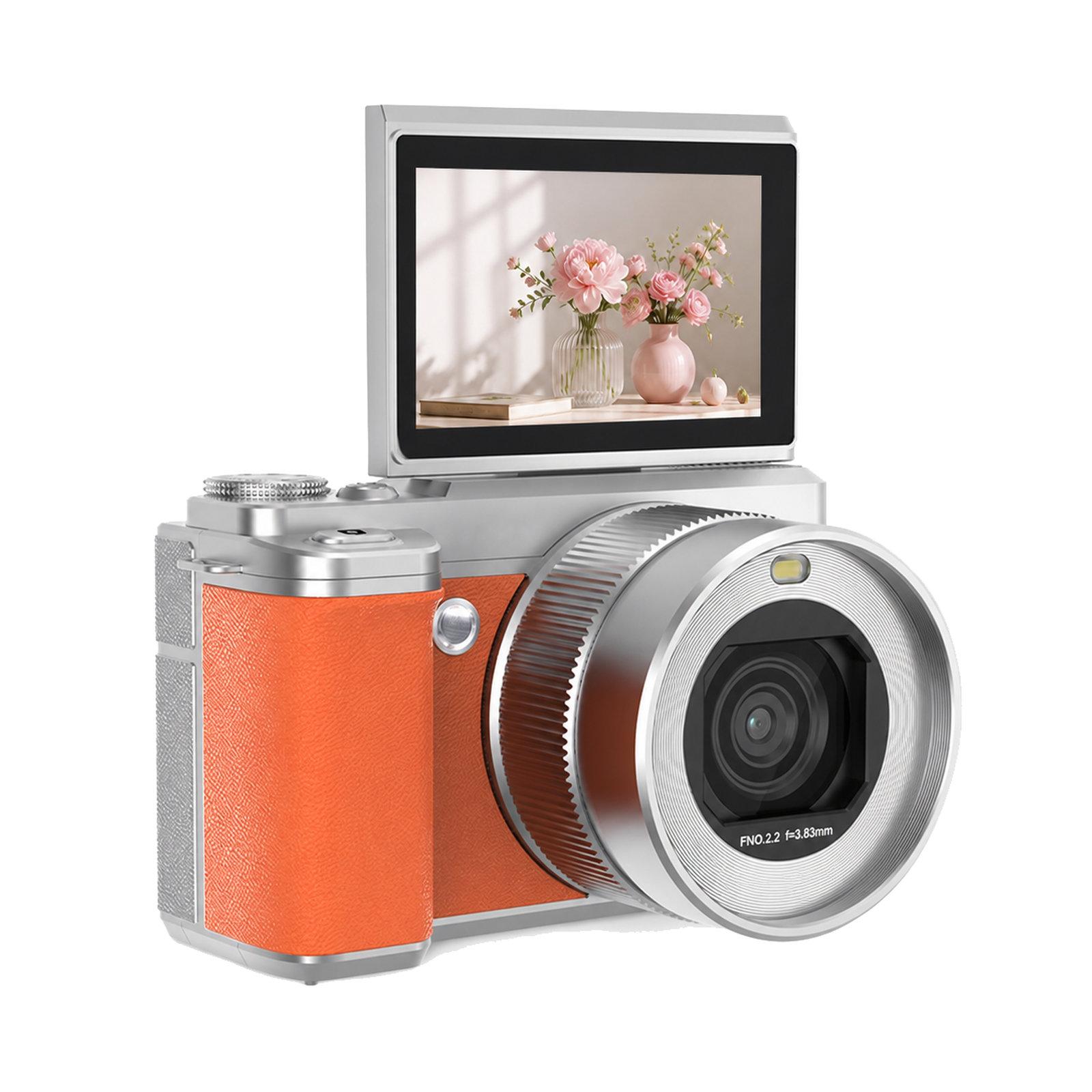 5K 18X Zoom Vlogging Camera With 180-Degree Flip Screen Dual Lens 80MP Digital Camera 32GB Card(Brown) - Shopkiz.com