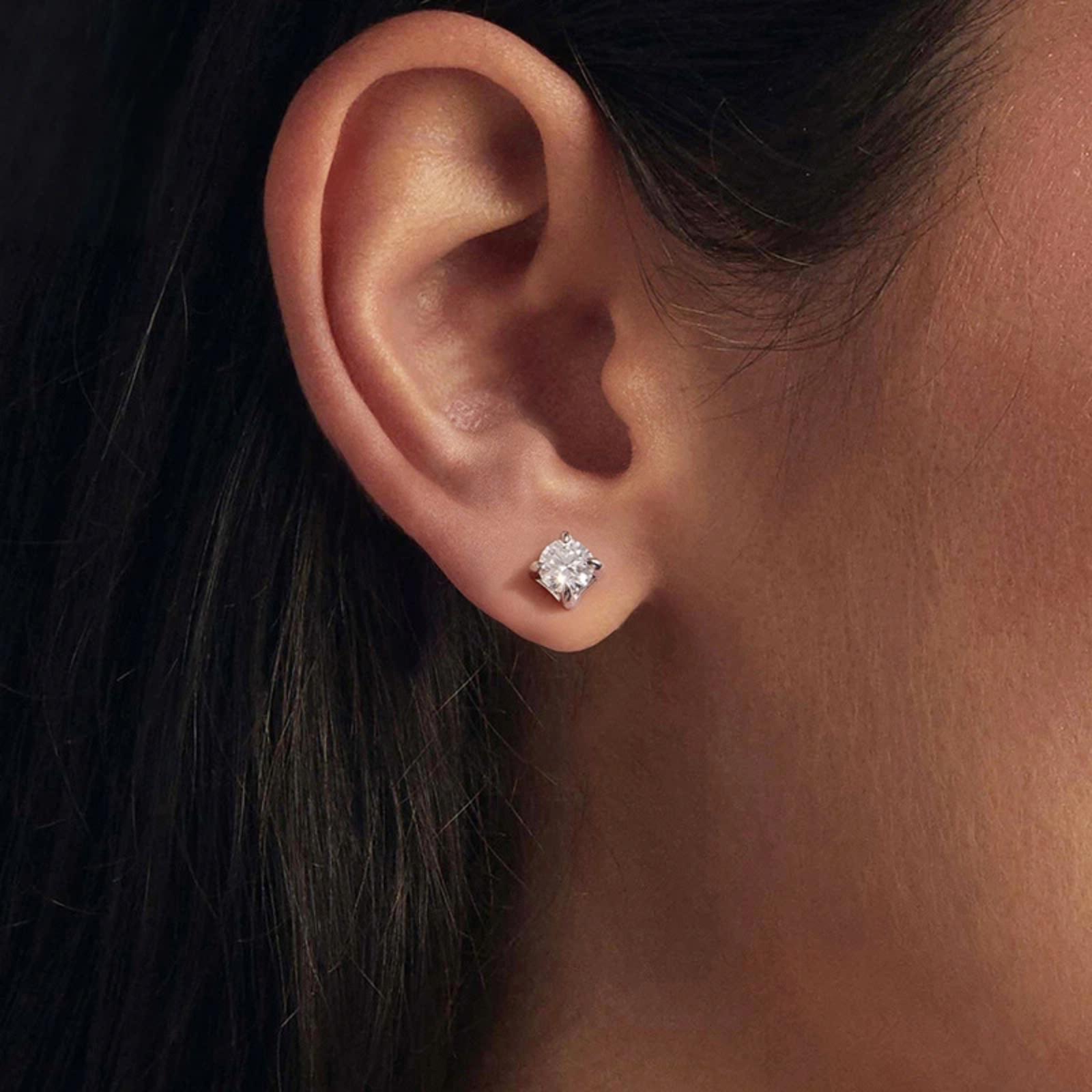 S925 Sterling Silver Small Sugar Cube Moissanite Sparkling Earrings, Model: MSE134-S - Shopkiz.com