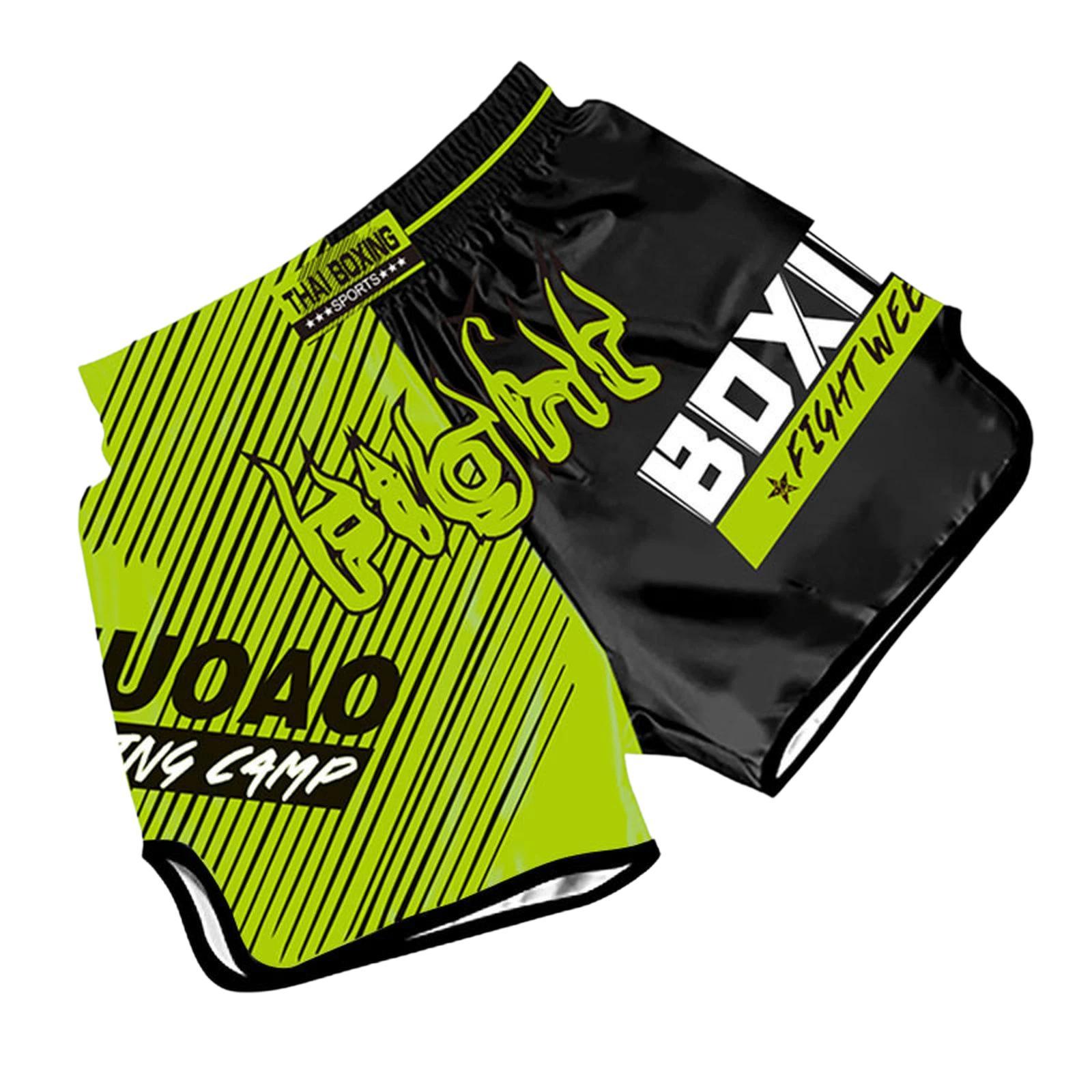 ZhuoAo Muay Thai Boxing Shorts Kickboxing & Sanda Training Fight Shorts For Men & Women, Size: XXS(New Highlights Green) - Shopkiz.com