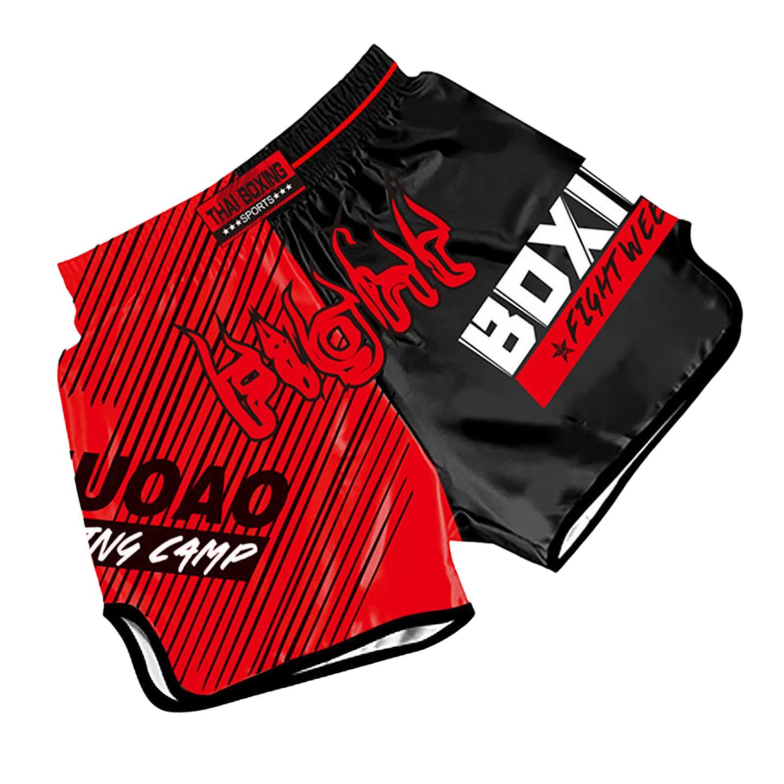 ZhuoAo Muay Thai Boxing Shorts Kickboxing & Sanda Training Fight Shorts For Men & Women, Size: M(New Highlights Red) - Shopkiz.com