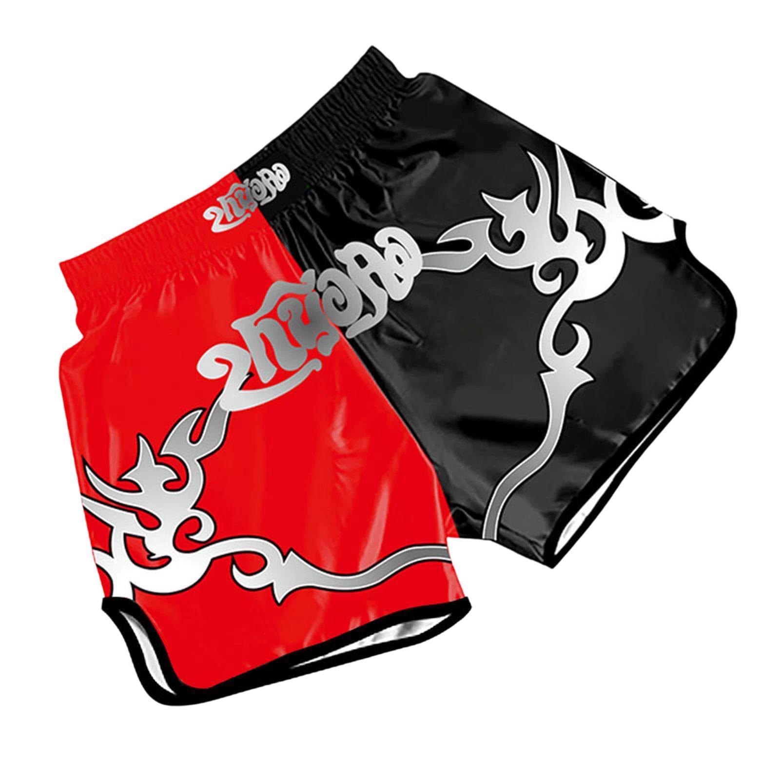 ZhuoAo Muay Thai Boxing Shorts Kickboxing & Sanda Training Fight Shorts For Men & Women, Size: M(Flame Red Black) - Shopkiz.com