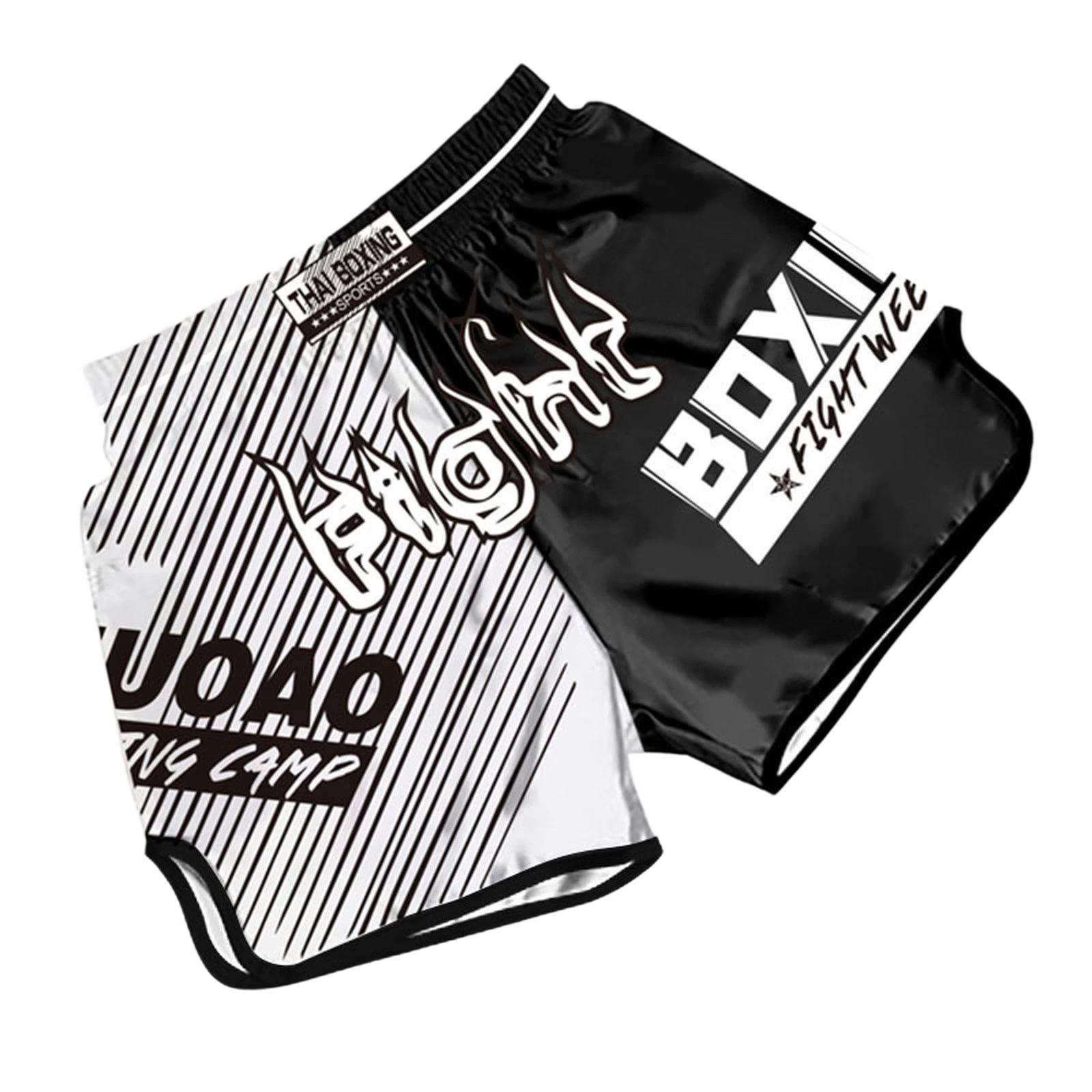 ZhuoAo Muay Thai Boxing Shorts Kickboxing & Sanda Training Fight Shorts For Men & Women, Size: XL(New Highlights White) - Shopkiz.com