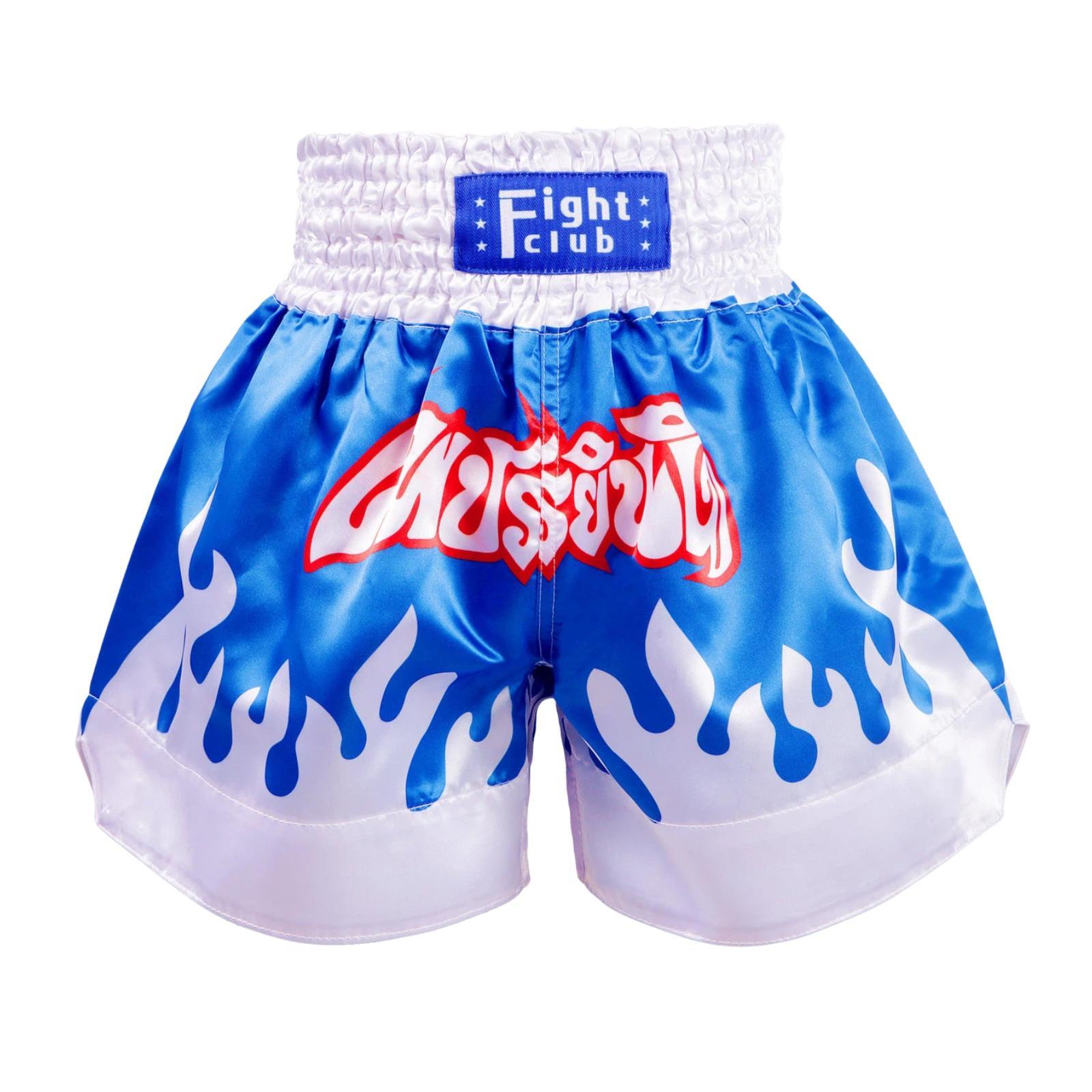 ZhuoAo Muay Thai Boxing Shorts Kickboxing & Sanda Training Fight Shorts For Men & Women, Size: XXL(Hot Stamping Blue Silver) - Shopkiz.com
