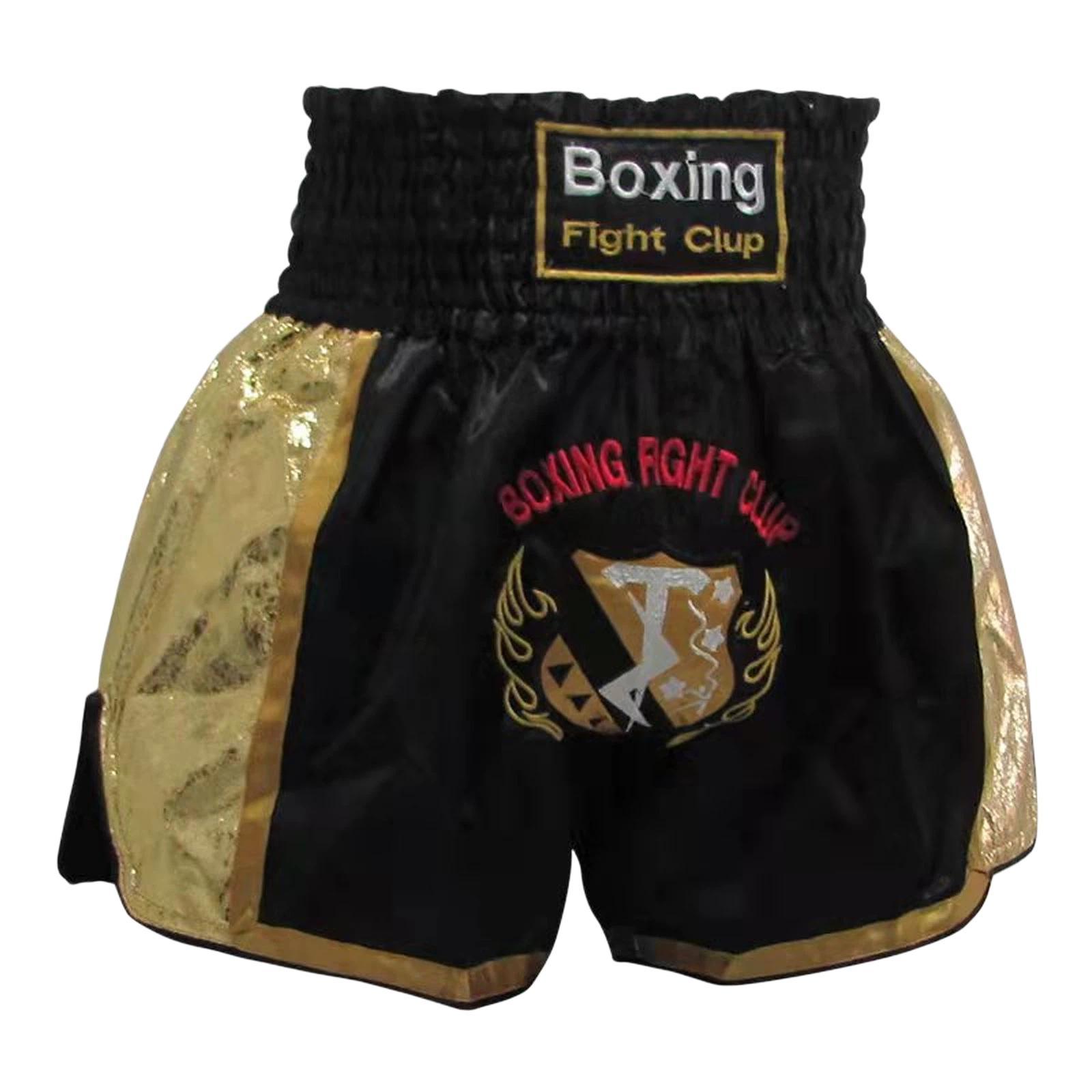 ZhuoAo Muay Thai Boxing Shorts Kickboxing & Sanda Training Fight Shorts For Men & Women, Size: XXL(Cool Black Gold) - Shopkiz.com