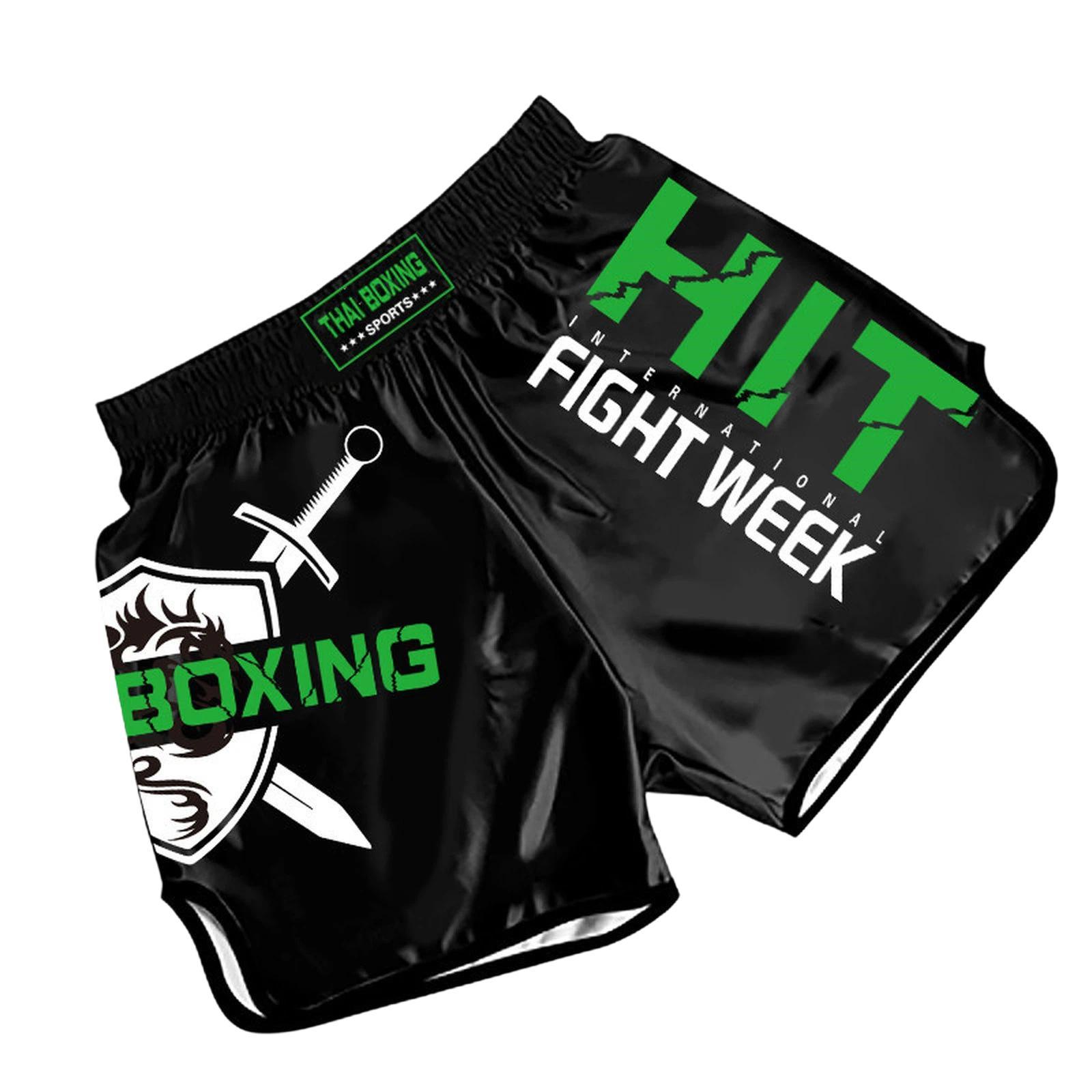 ZhuoAo Muay Thai Boxing Shorts Kickboxing & Sanda Training Fight Shorts For Men & Women, Size: XXXL(HIT Green) - Shopkiz.com